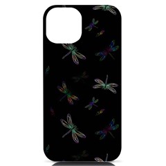 Background Pattern Dragonfly Iphone 14 Black Uv Print Case