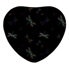 Background Pattern Dragonfly Heart Glass Fridge Magnet (4 Pack)