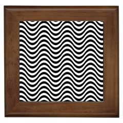 Black White Wave Pattern Wavy Water Seamless Framed Tile by Posterlux