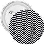 Black White Wave Pattern Wavy Water Seamless 3  Buttons Front