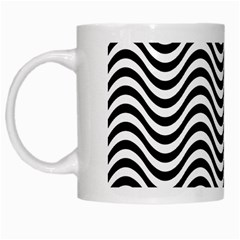 Black White Wave Pattern Wavy Water Seamless White Mug by Posterlux