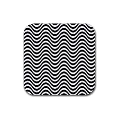 Black White Wave Pattern Wavy Water Seamless Rubber Coaster (square)