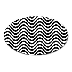 Black White Wave Pattern Wavy Water Seamless Oval Magnet