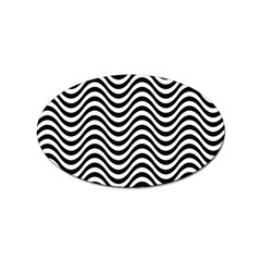 Black White Wave Pattern Wavy Water Seamless Sticker Oval (10 Pack) by Posterlux