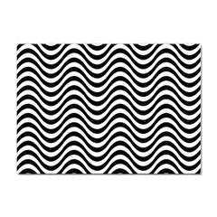 Black White Wave Pattern Wavy Water Seamless Sticker A4 (10 Pack) by Posterlux