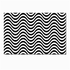 Black White Wave Pattern Wavy Water Seamless Postcards 5  X 7  (pkg Of 10) by Posterlux