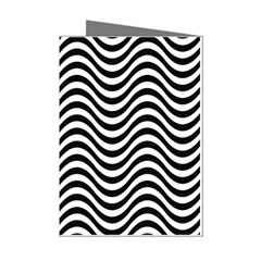 Black White Wave Pattern Wavy Water Seamless Mini Greeting Cards (pkg Of 8)