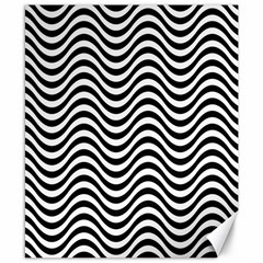 Black White Wave Pattern Wavy Water Seamless Canvas 8  X 10 