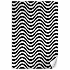 Black White Wave Pattern Wavy Water Seamless Canvas 12  X 18 