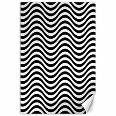 Black White Wave Pattern Wavy Water Seamless Canvas 24  X 36 