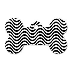 Black White Wave Pattern Wavy Water Seamless Dog Tag Bone (one Side)