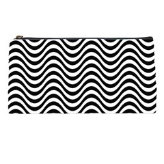 Black White Wave Pattern Wavy Water Seamless Pencil Case