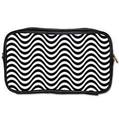 Black White Wave Pattern Wavy Water Seamless Toiletries Bag (two Sides)