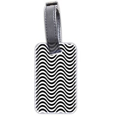 Black White Wave Pattern Wavy Water Seamless Luggage Tag (two Sides)