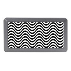 Black White Wave Pattern Wavy Water Seamless Memory Card Reader (mini)