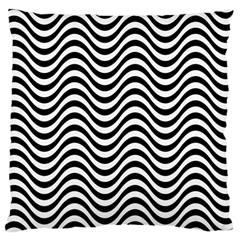 Black White Wave Pattern Wavy Water Seamless Large Cushion Case (one Side) by Posterlux