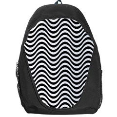 Black White Wave Pattern Wavy Water Seamless Backpack Bag