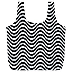 Black White Wave Pattern Wavy Water Seamless Full Print Recycle Bag (xl)