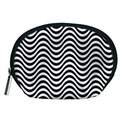 Black White Wave Pattern Wavy Water Seamless Accessory Pouch (medium) by Posterlux