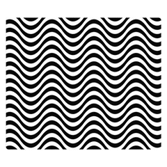 Black White Wave Pattern Wavy Water Seamless Two Sides Premium Plush Fleece Blanket (kids Size) by Posterlux