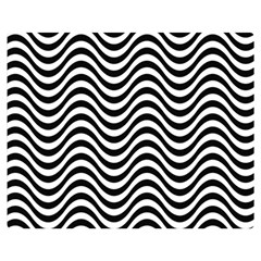 Black White Wave Pattern Wavy Water Seamless Premium Plush Fleece Blanket (medium) by Posterlux