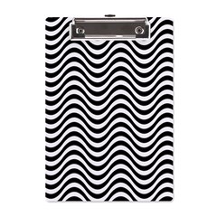 Black White Wave Pattern Wavy Water Seamless A5 Acrylic Clipboard by Posterlux