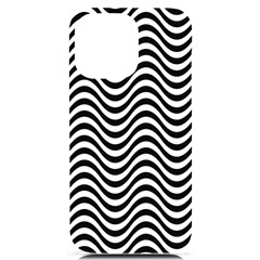 Black White Wave Pattern Wavy Water Seamless Iphone 14 Pro Max Black Uv Print Case by Posterlux