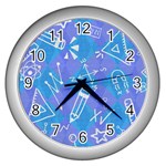 Background Abstract Texture Pattern Wall Clock (Silver) Front