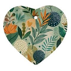 Leaves Pattern Flora Nature Ornament (heart)