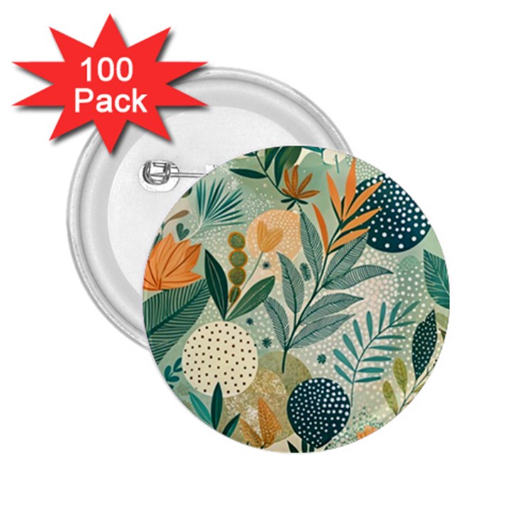 Leaves Pattern Flora Nature 2.25  Buttons (100 pack) 