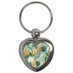 Leaves Pattern Flora Nature Key Chain (heart) by Posterlux