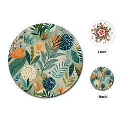 Leaves Pattern Flora Nature Playing Cards Single Design (round)