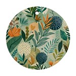 Leaves Pattern Flora Nature Round Ornament (Two Sides) Front