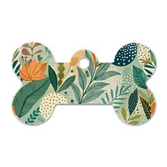 Leaves Pattern Flora Nature Dog Tag Bone (two Sides)