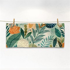 Leaves Pattern Flora Nature Hand Towel by Posterlux