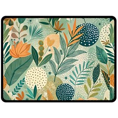 Leaves Pattern Flora Nature Fleece Blanket (large) by Posterlux