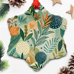 Leaves Pattern Flora Nature Snowflake Ornament (two Sides)