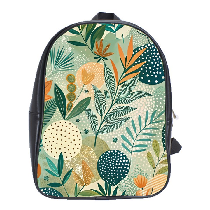 Leaves Pattern Flora Nature School Bag (XL)