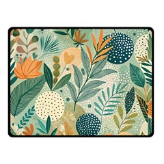 Leaves Pattern Flora Nature Two Sides Fleece Blanket (small) by Posterlux