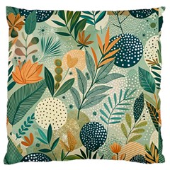 Leaves Pattern Flora Nature Standard Premium Plush Fleece Cushion Case (one Side)