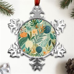 Leaves Pattern Flora Nature Metal Small Snowflake Ornament