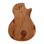 Leaves Pattern Flora Nature Guitar Shape Wood Guitar Pick Holder Case And Picks Set Front