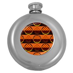 Art Pattern Design Wallpaper Round Hip Flask (5 Oz)