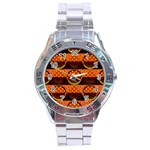 Art Pattern Design Wallpaper Stainless Steel Analogue Watch Front