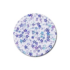 Christmas Stars Background Rubber Round Coaster (4 Pack) by Posterlux