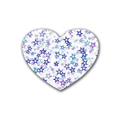 Christmas Stars Background Rubber Coaster (heart) by Posterlux