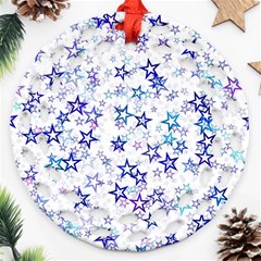 Christmas Stars Background Round Filigree Ornament (two Sides)