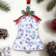 Christmas Stars Background Metal Holly Leaf Bell Ornament