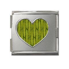 Fern Texture Nature Leaves Mega Link Heart Italian Charm (18mm) by Posterlux