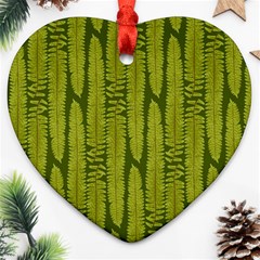 Fern Texture Nature Leaves Heart Ornament (two Sides)